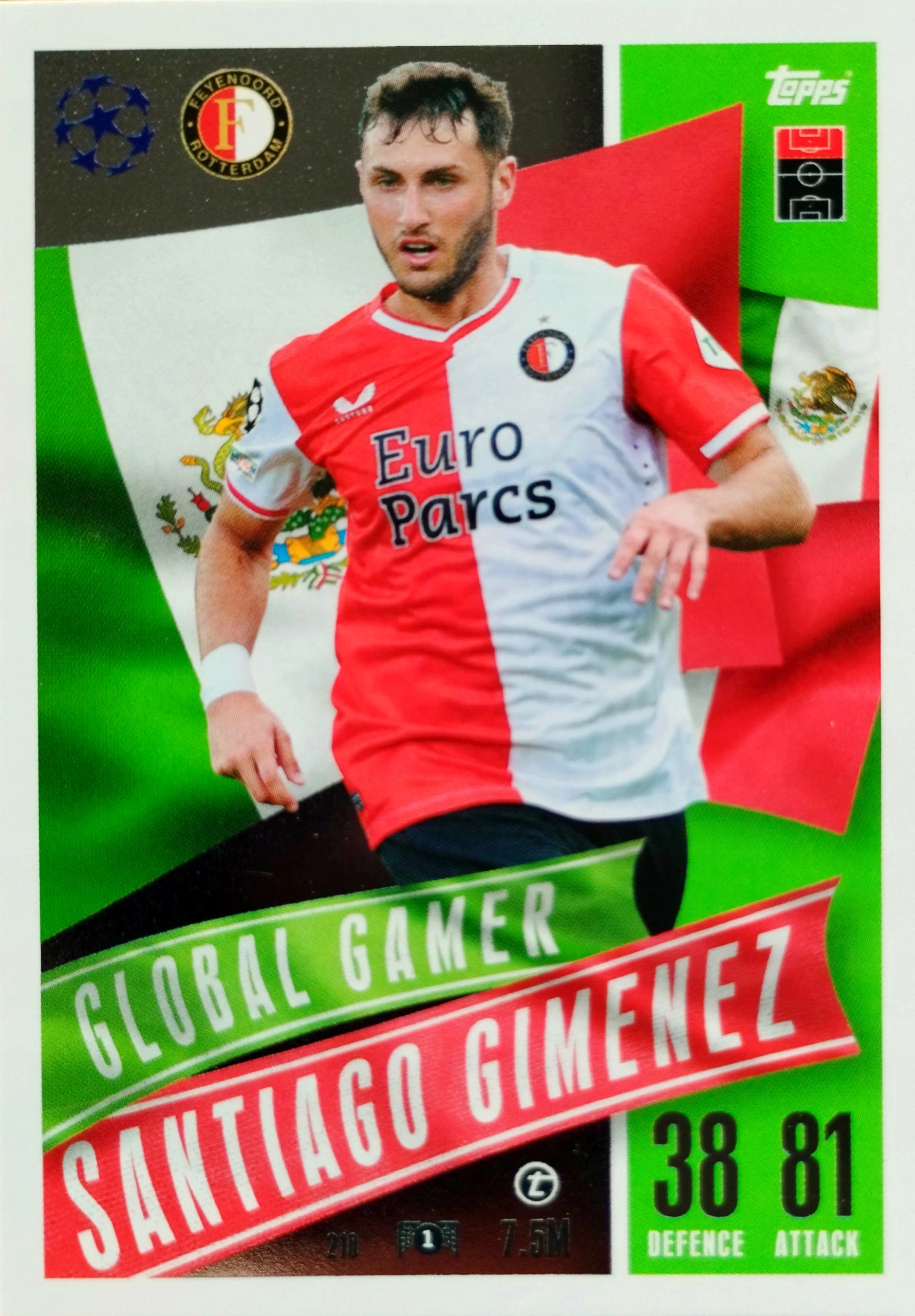 Topps Match Attax Extra 2023/2024 Global Gamer 210 Santiago Gimenez