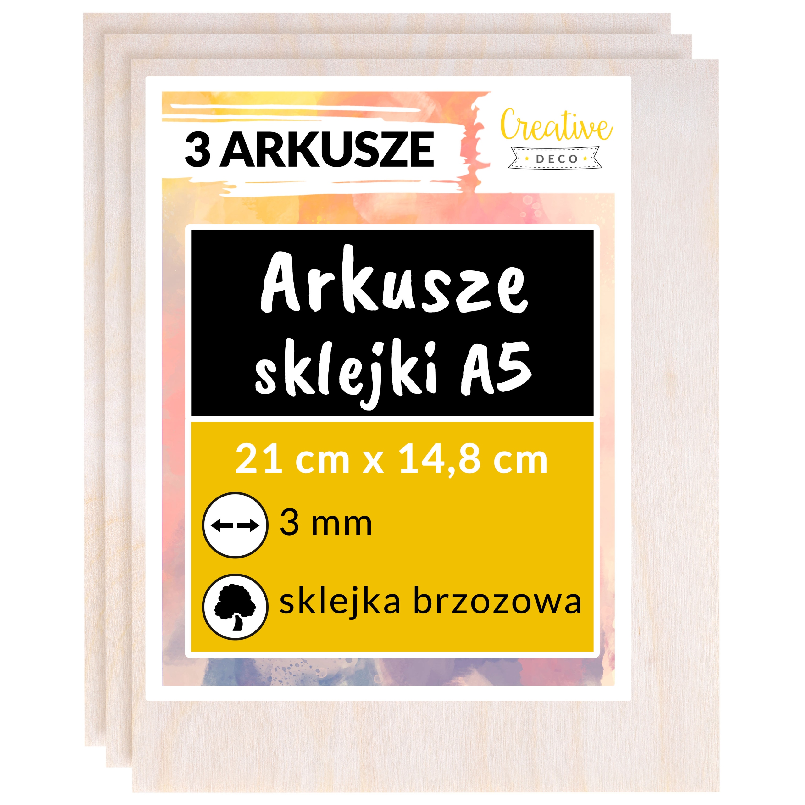 Płyta sklejka do cięcia laserem 3mm A5 x 3 sztuk