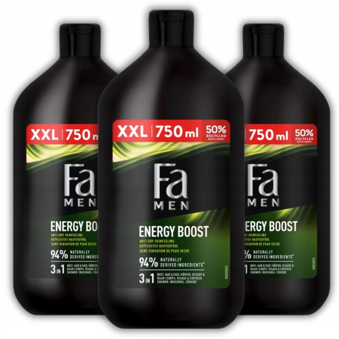 Fa Men Xtreme Sport Energy Boost sprchový gel a do koupele 750 ml x3