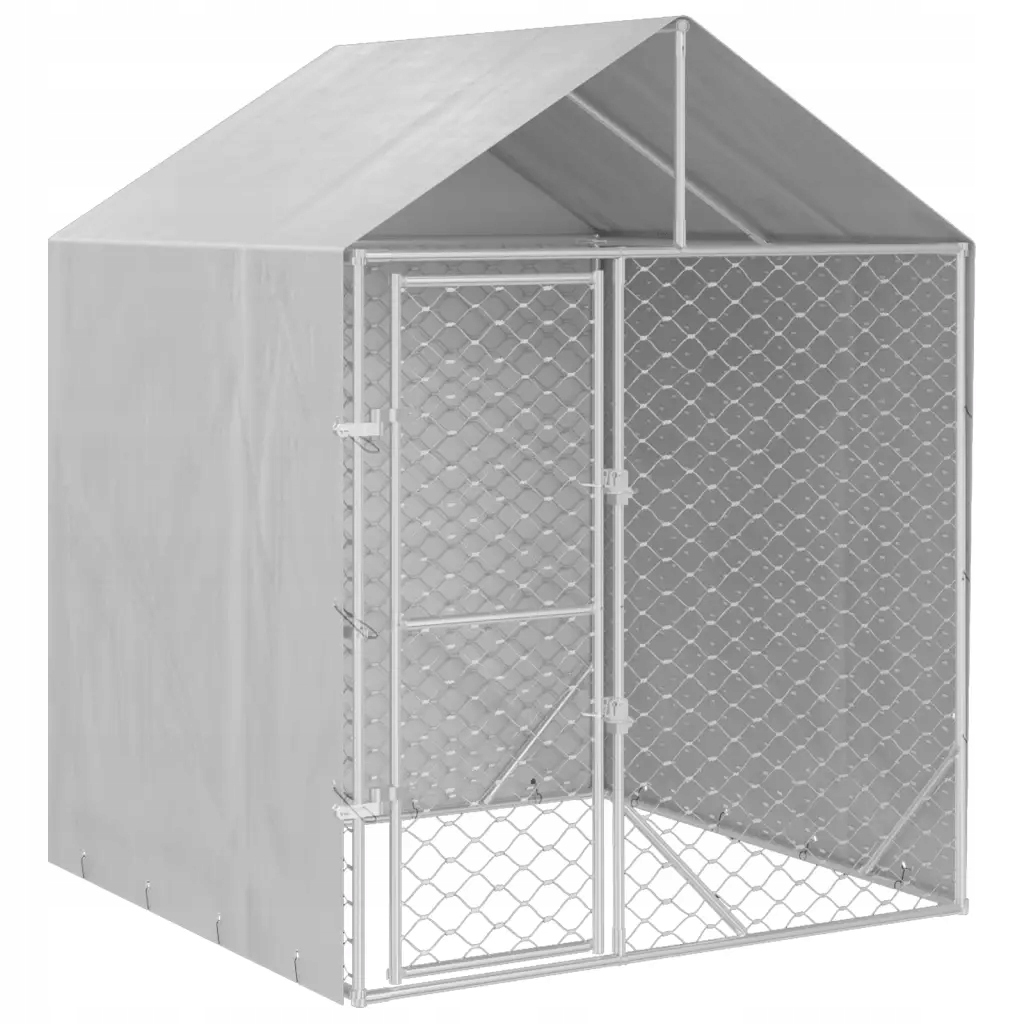 Levně Kotec pro psa, se střechou, stříbrná, 2x2x2,5 m, ocel