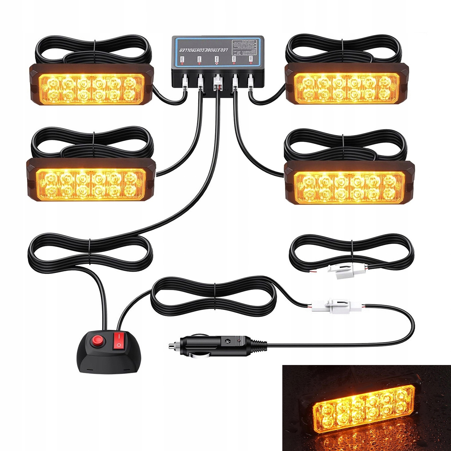 4x Výstražné Lampy Stroboskop Pomoc Autopřepravník 12 Led 12V 24V IP67