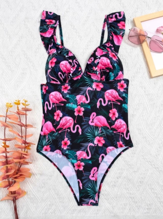 STRÓJ KĄPIELOWY JEDNOCZĘŚCIOWY MONOKINI FLAMINGI L Marka Inna marka