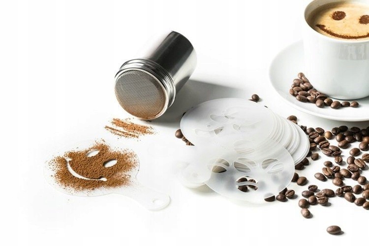 ZESTAW ORYGINALNE SZABLONY DO KAWY + SHAKER Marka Gift World