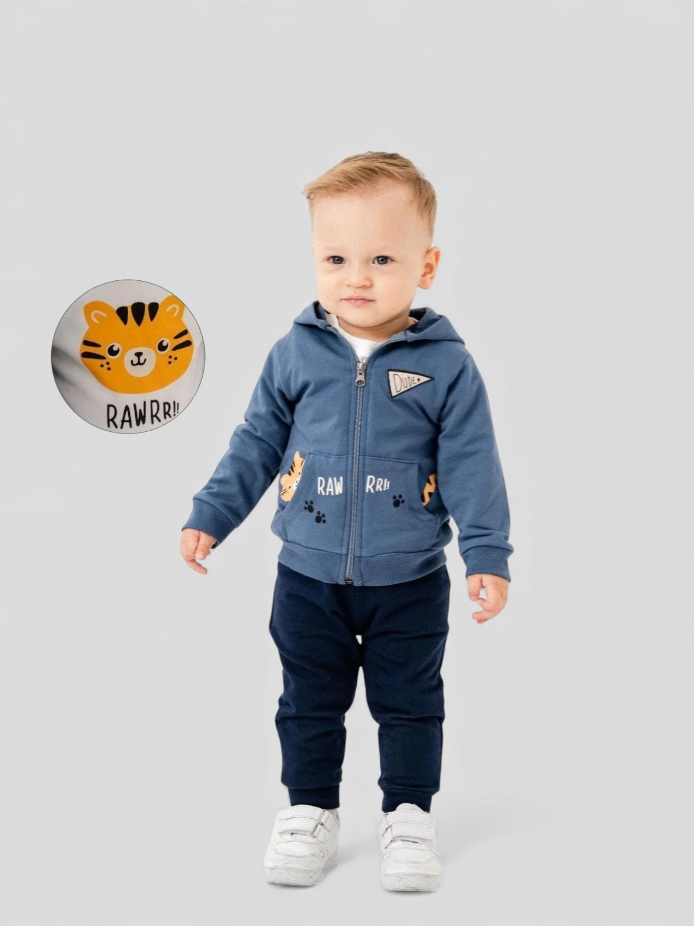 Komplet dres dla chłopca ociep bluza golf spodnie rozmiar 74 (9 miesiące)