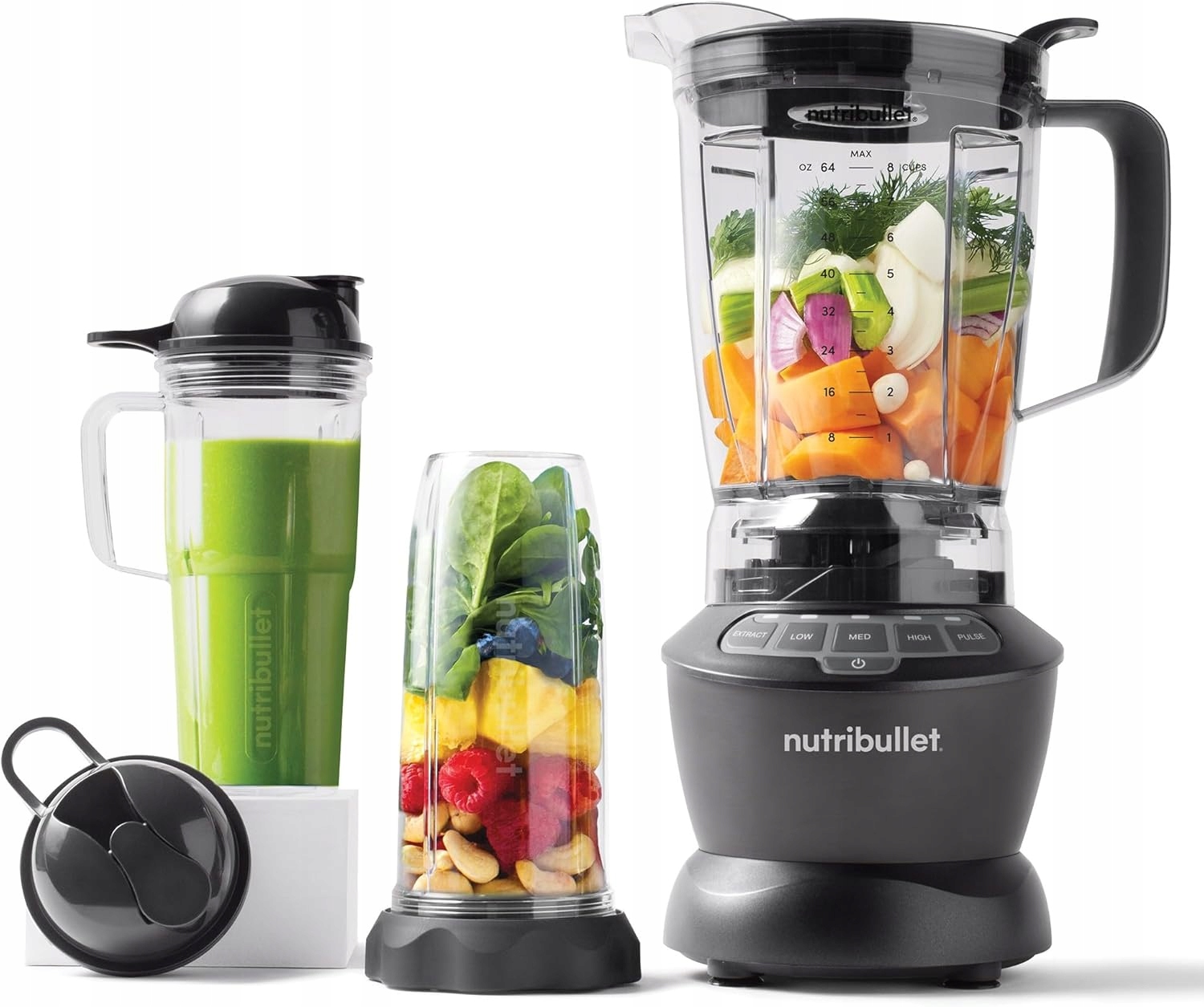 NUTRIBULLET Blender Kombo 1200W Mikser Zestaw 1,89l 946ml 710ml Czarny