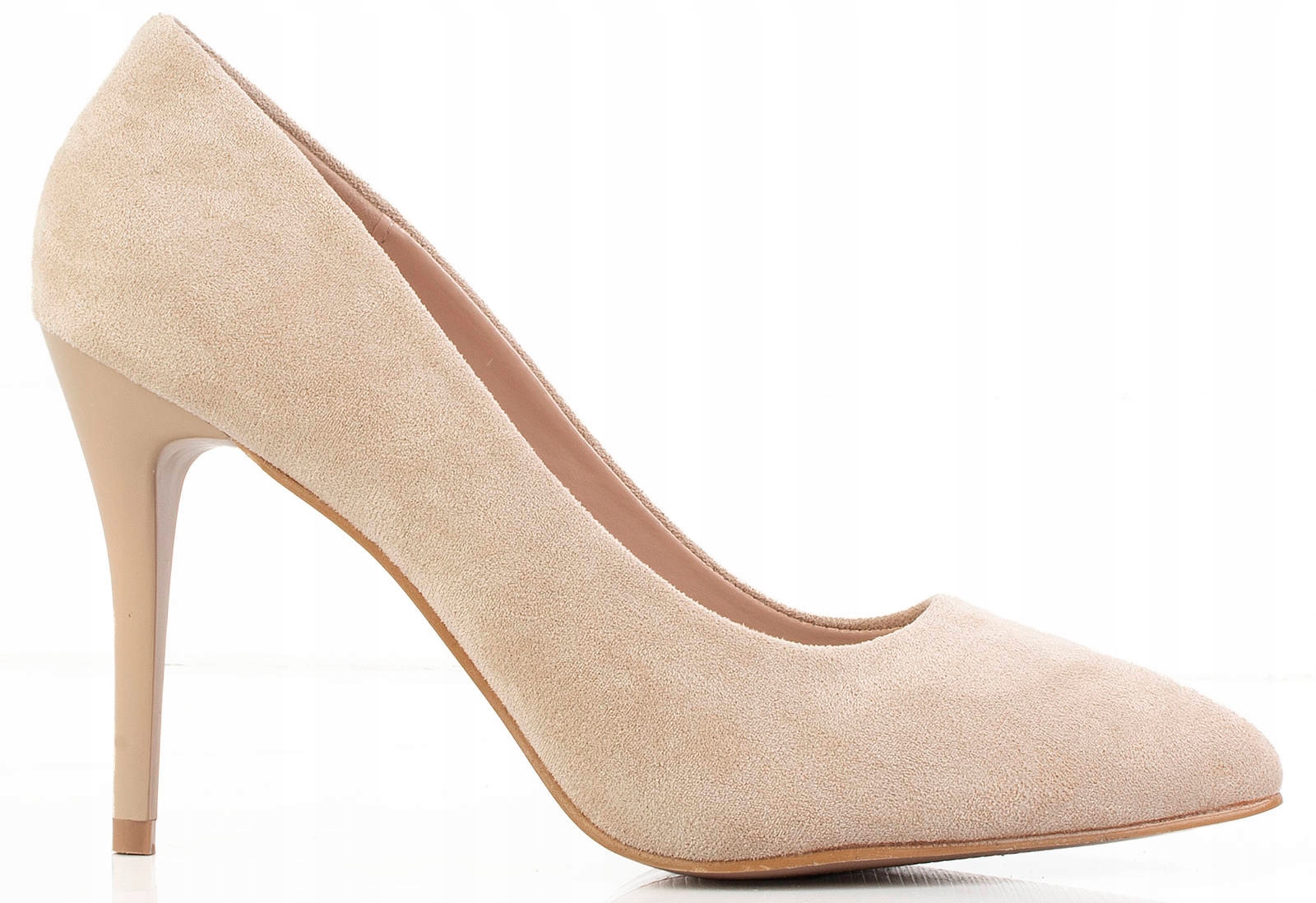 7261 Beżowe Zamszowe Szpilki W Szpic Czółenka 41