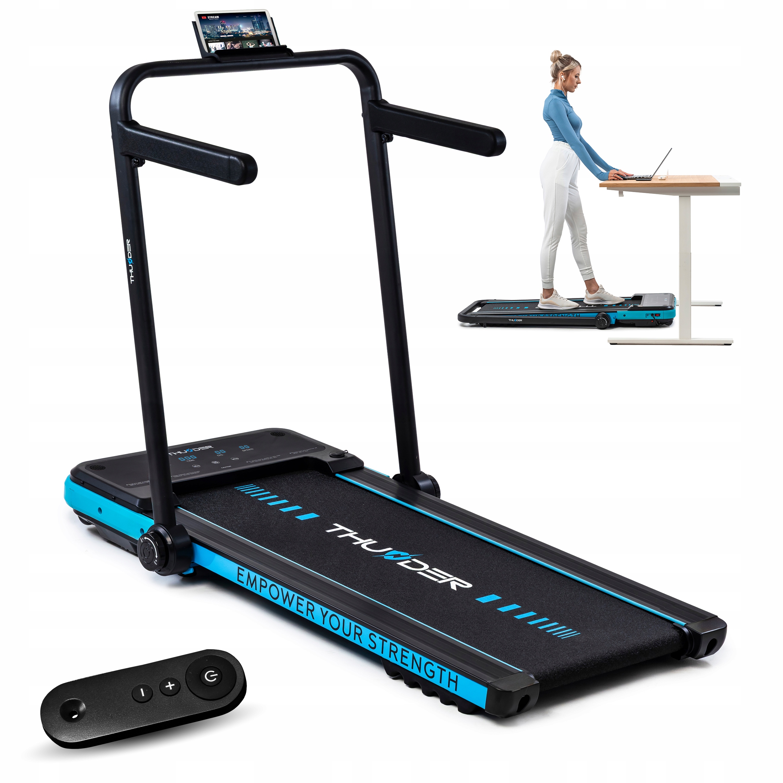 Bieżnia domowa elektryczna składana 12km/h pod biurko pilot aplikacja 130kg