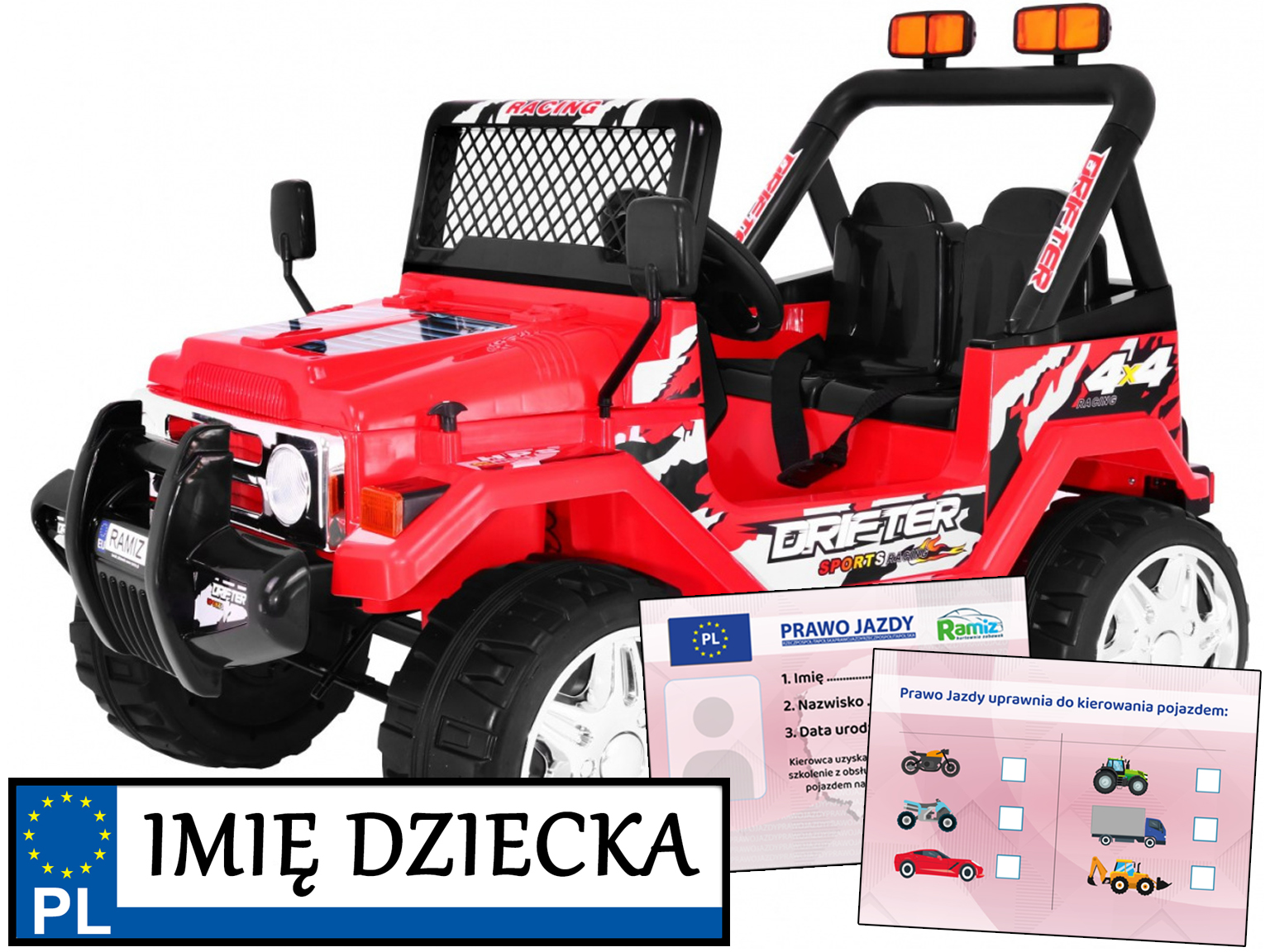 samochodzik terenowy dla dziecka Jeep Raptor Drifter pilot piankowe koła