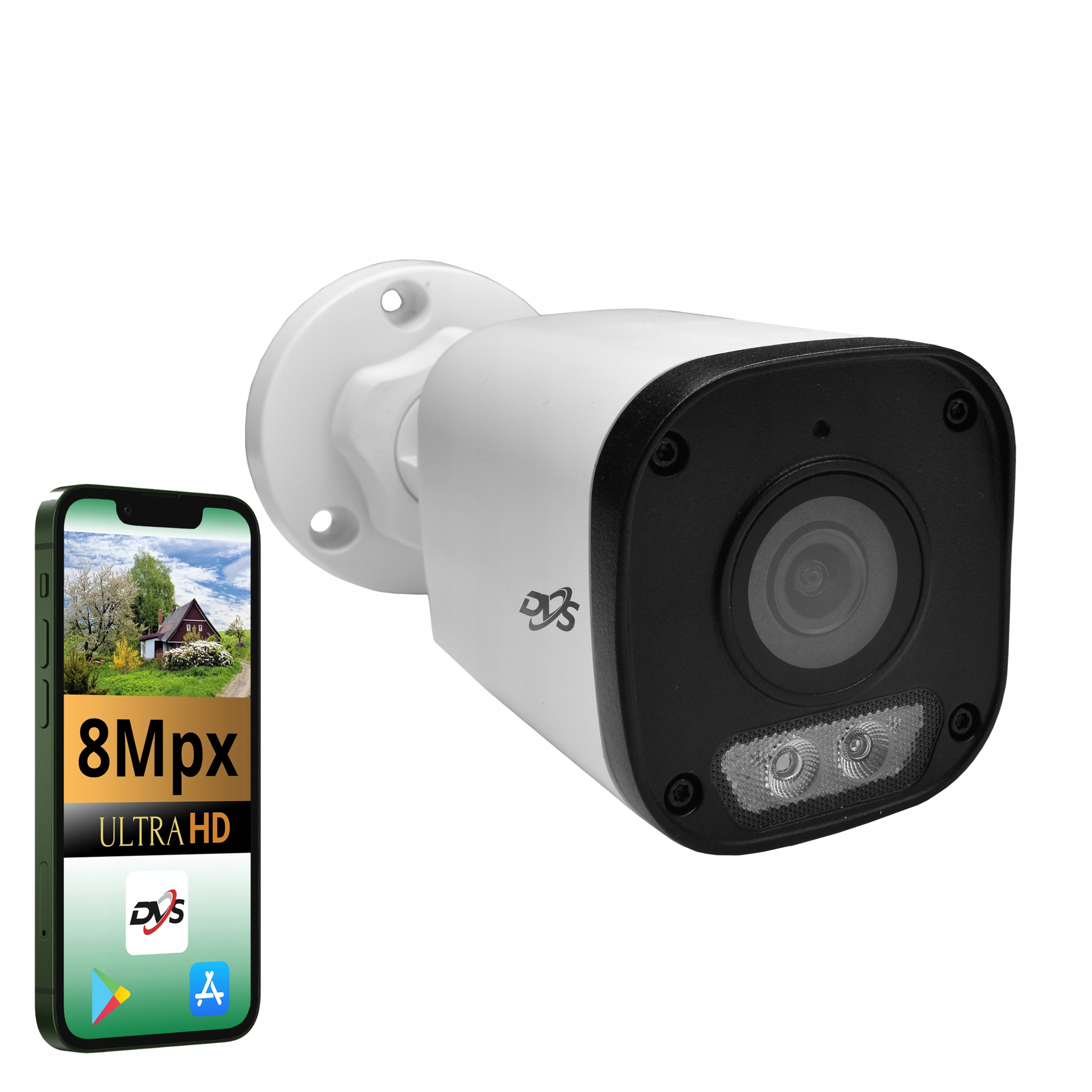 Kamera Dvs 8MPX Ip Poe Lightline Hybridná Tuba Biela Vonkajšia Monitorovanie