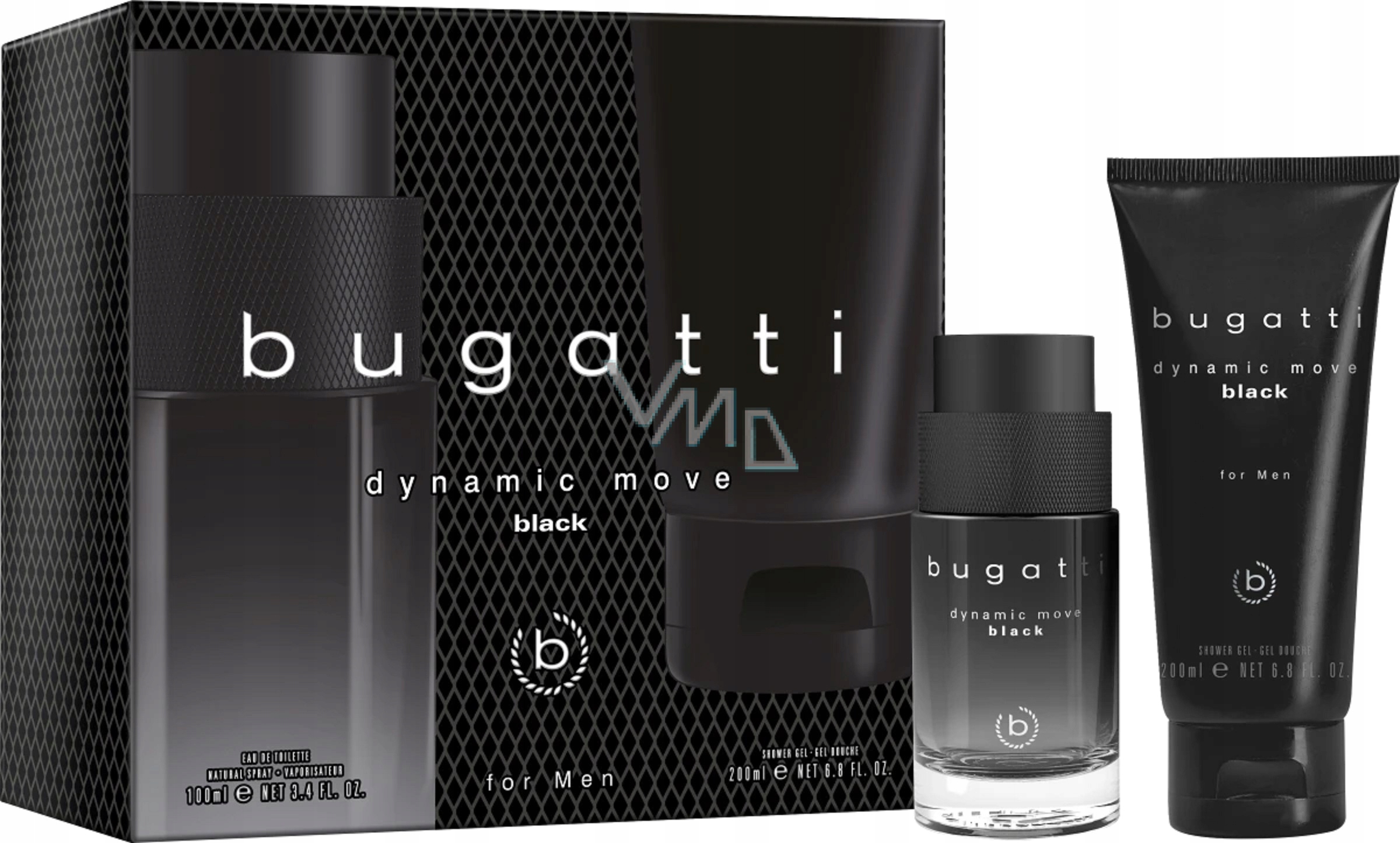 Bugatti Dynamic Move Black woda toaletowa 100 ml Żel 200ml Walentynki