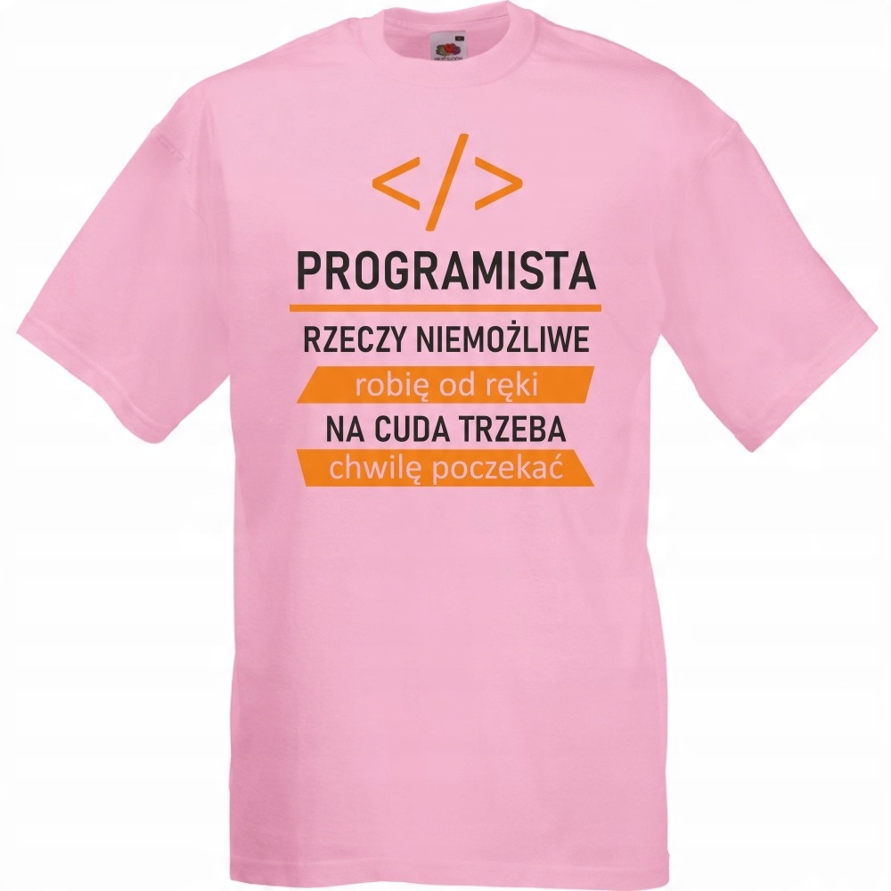 

Koszulka programista cudotwórca S różowa