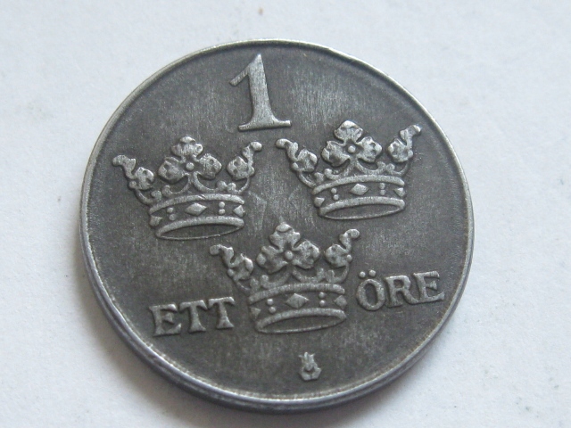 nr202 Szwecja Stara Moneta 1 Ore 1943