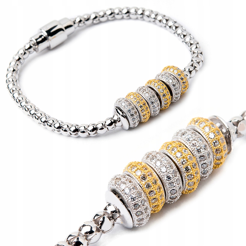 

Bransoletka Srebrna Ze Złoconymi Koralikami Beads
