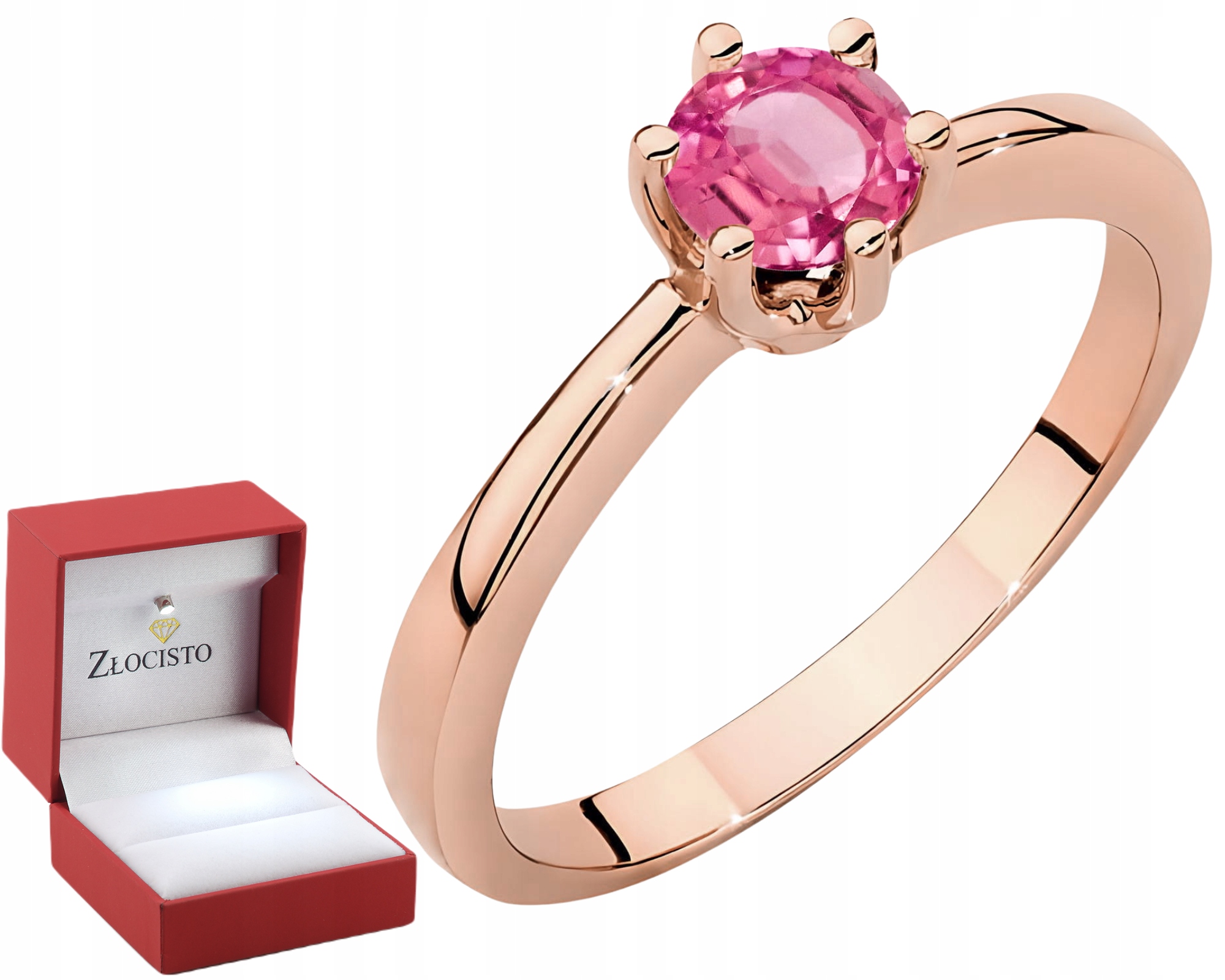 Růžové Zlato Prstýnek Růžový Topaz Zlato 585 14K Dárek