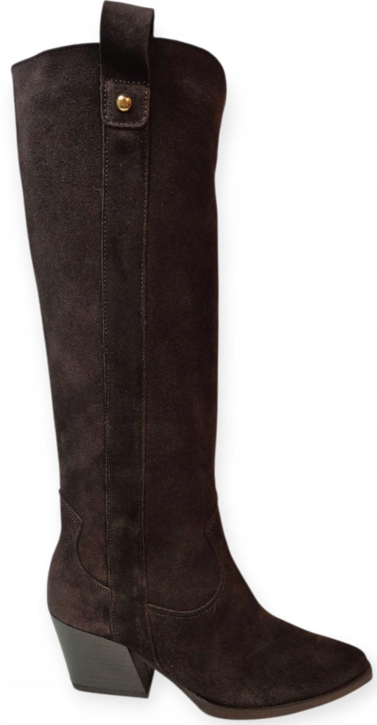 Kozačky Gamis 8077 Kovbojské Boty Čokoládové kožené semišové vel. 37