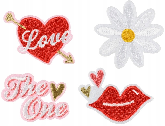 

Naprasowanki Naszywki na Ubrania Love Miłość 4szt.