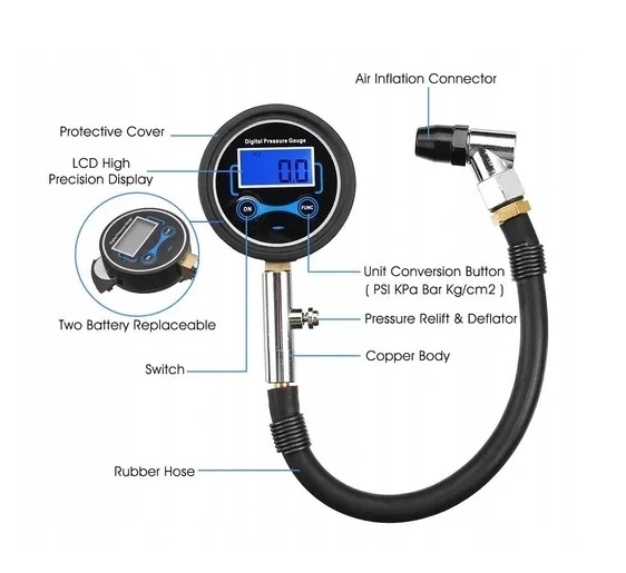 Manometr do opon z wyswietlaczem cyfrowym Producent code MCD008344