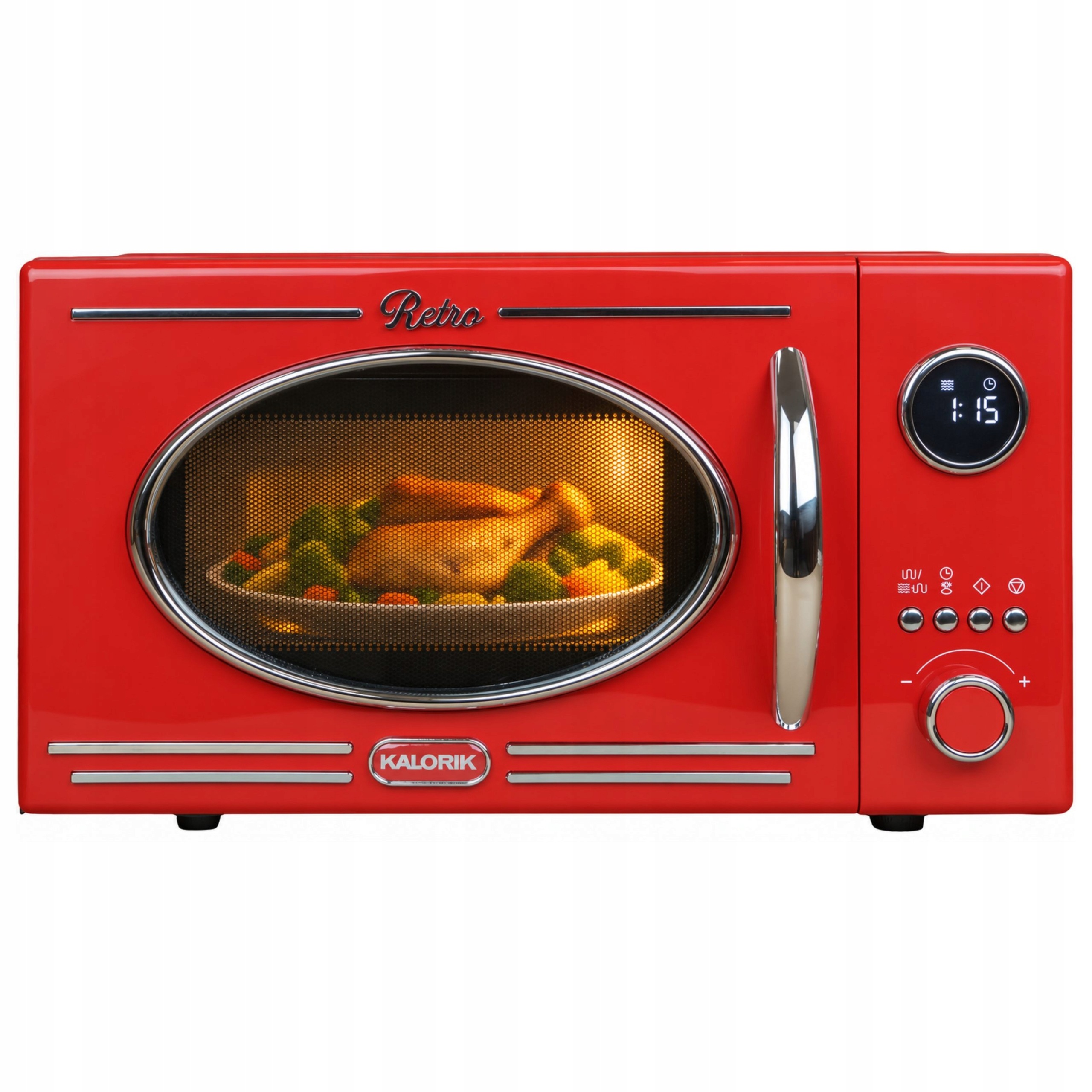 Kuchenka Mikrofalowa Retro Z Grillem 20L 800W Led Stylowa Czerwona