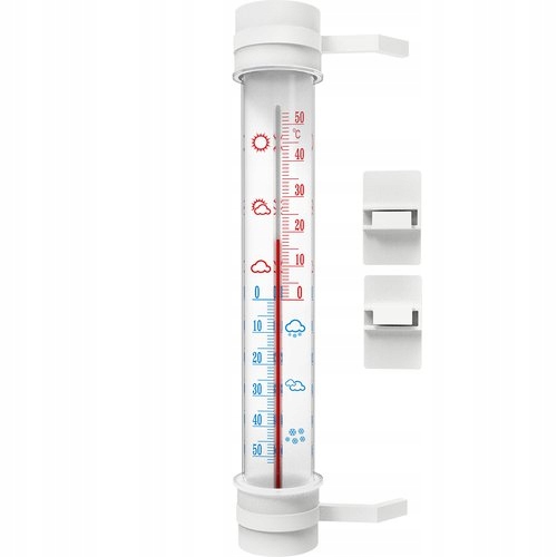Termometr przyk. zaokienny plastikowy duży biały