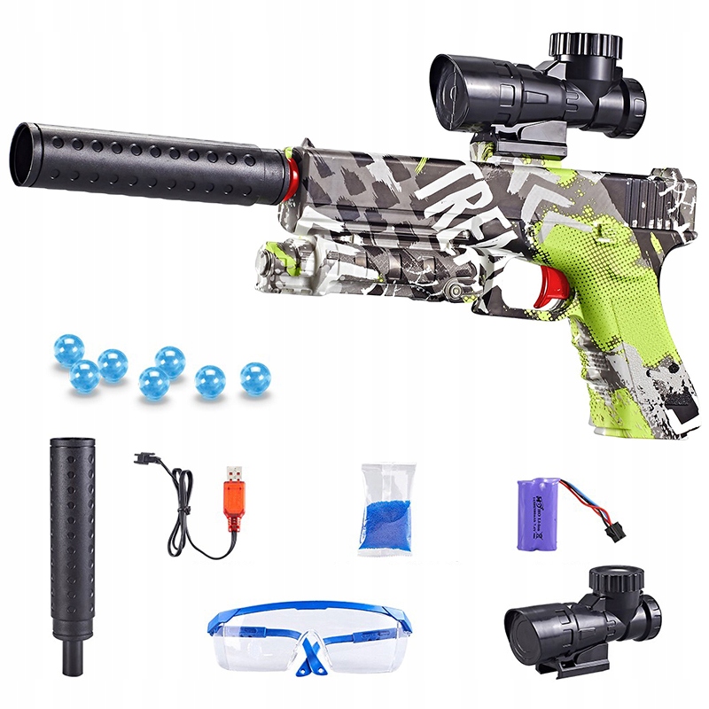 PISTOLET GLOCK AUTOMAT NA KULKI ŻELOWE Z TŁUMIKIEM ELEKTRYCZNY Płeć chłopcy dziewczynki