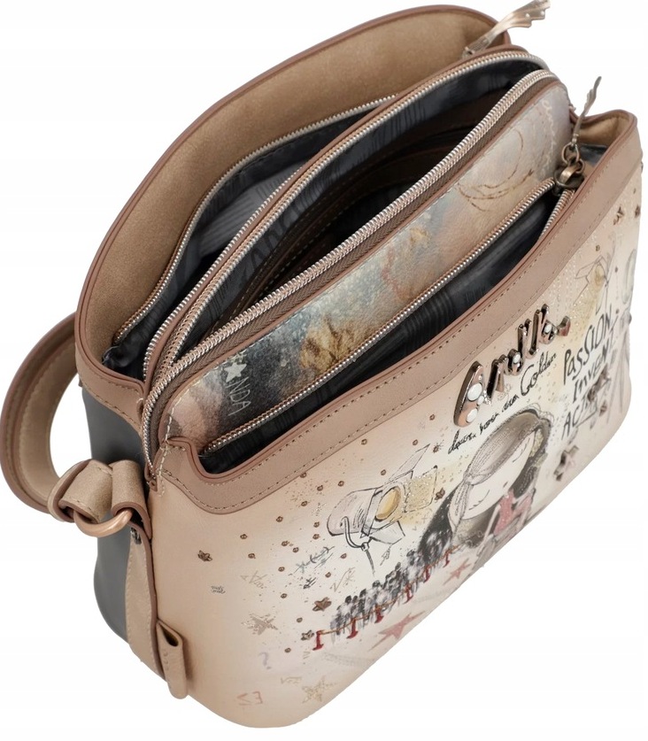 A039 Torebka Anekke listonoszka Hollywood trzykomorowa na cienkim pasku Stan opakowania oryginalne