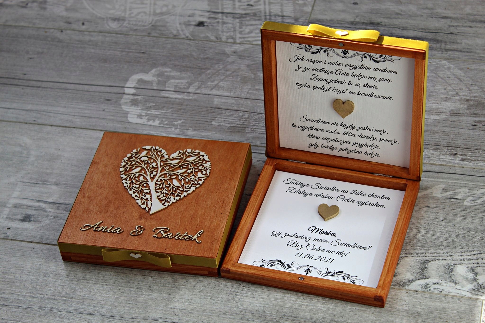 Zaproszenie dla Świadka / Świadkowej z imionami Wykończenie papieru matowe