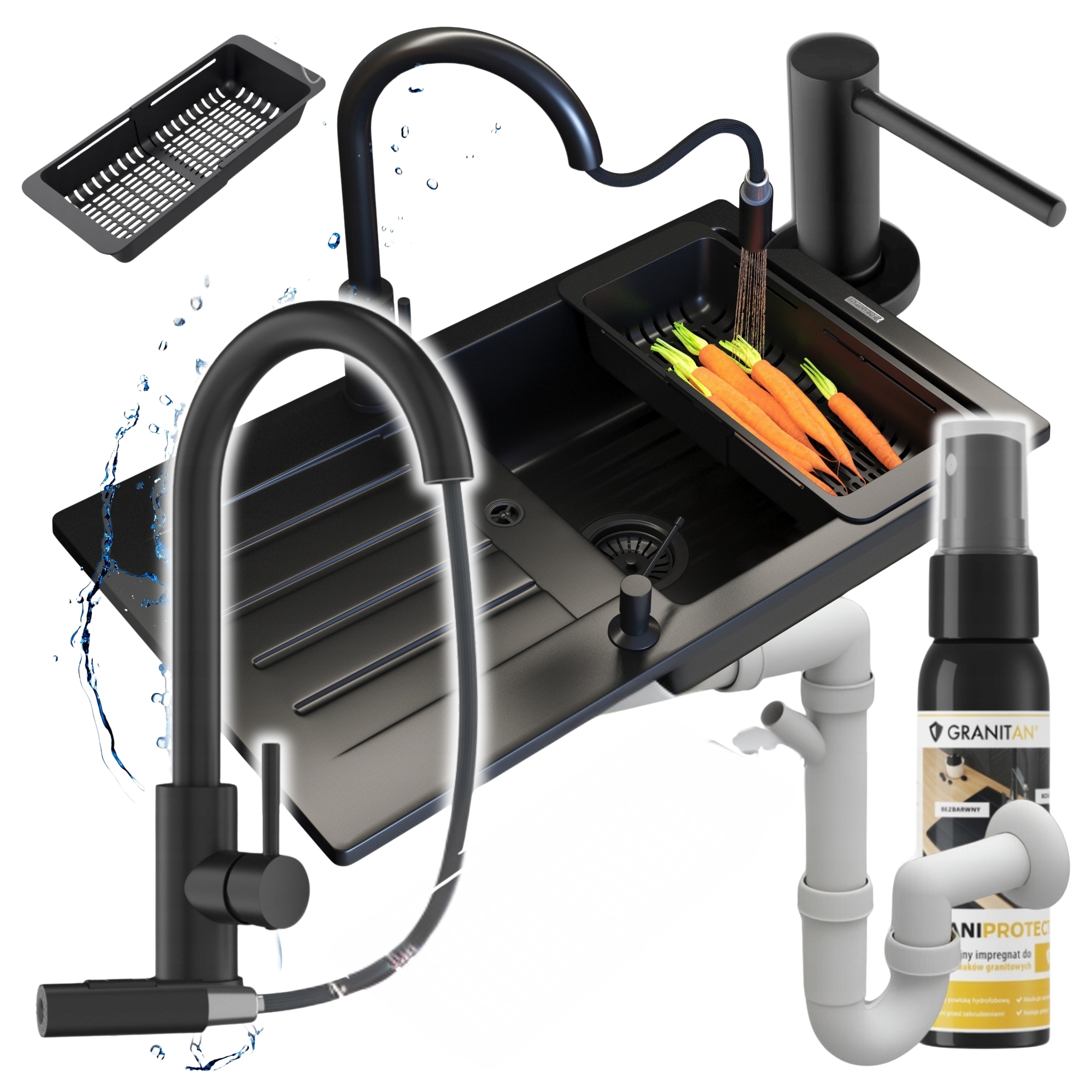 Kuchynský drez Trix Jednokomorový drez s odkvapkávačom Granit Darček