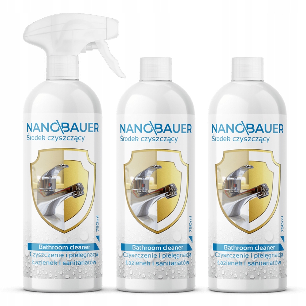 Levně 3x Čistič mytí koupelny keramiky armatury Nanobauer 750ml