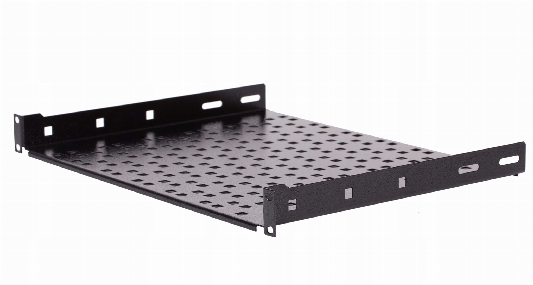 Półka rack 19" 1U 350mm Do 15kg Metalowa perforowana Czarna Sabaj