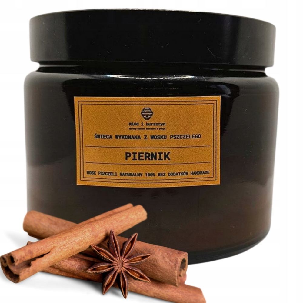 Bio Vonná svíčka ve sklenici z včelího vosku s vůní Perníku 500 ml
