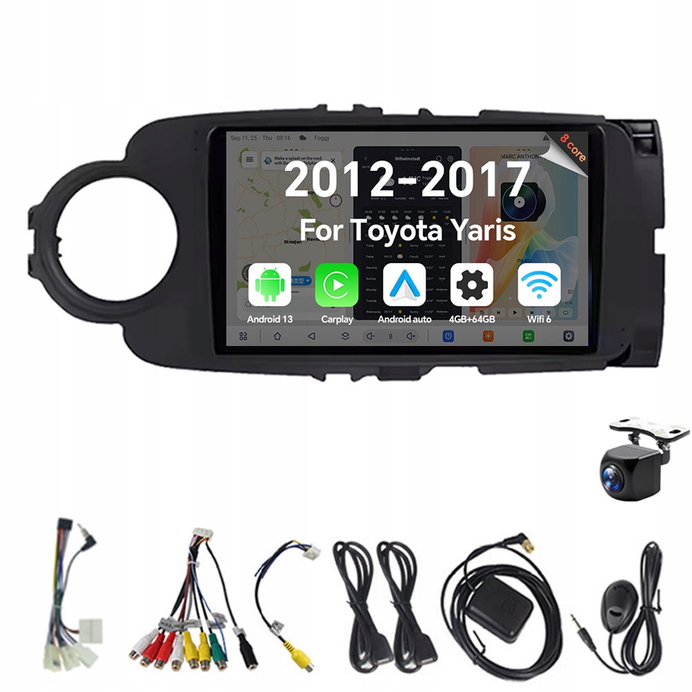 2Din Android 13 autorádio pro Toyota Yaris 2012-2017 4G 64G Carplay Gps