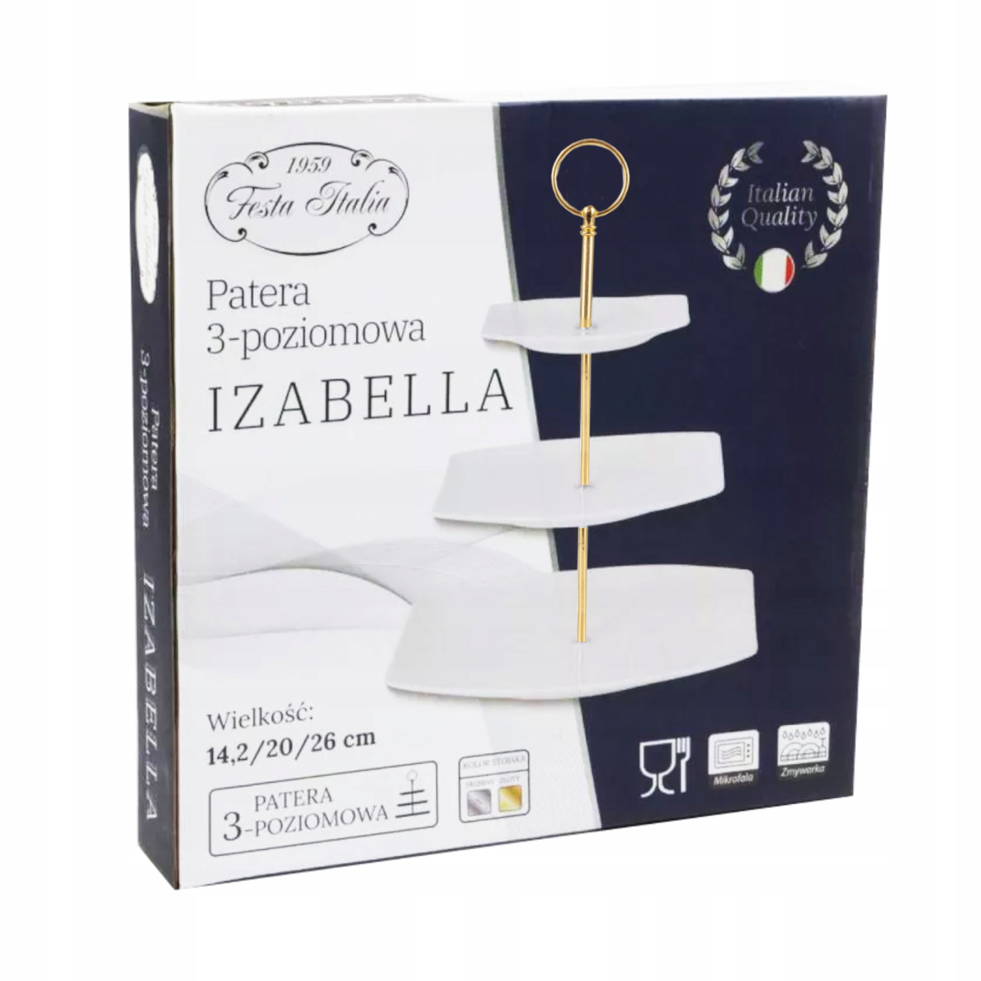 PATERA PORCELANOWA PIĘTROWA BIAŁA NOWOCZESNA NA CIASTO OWOCE 3-POZIOMOWA