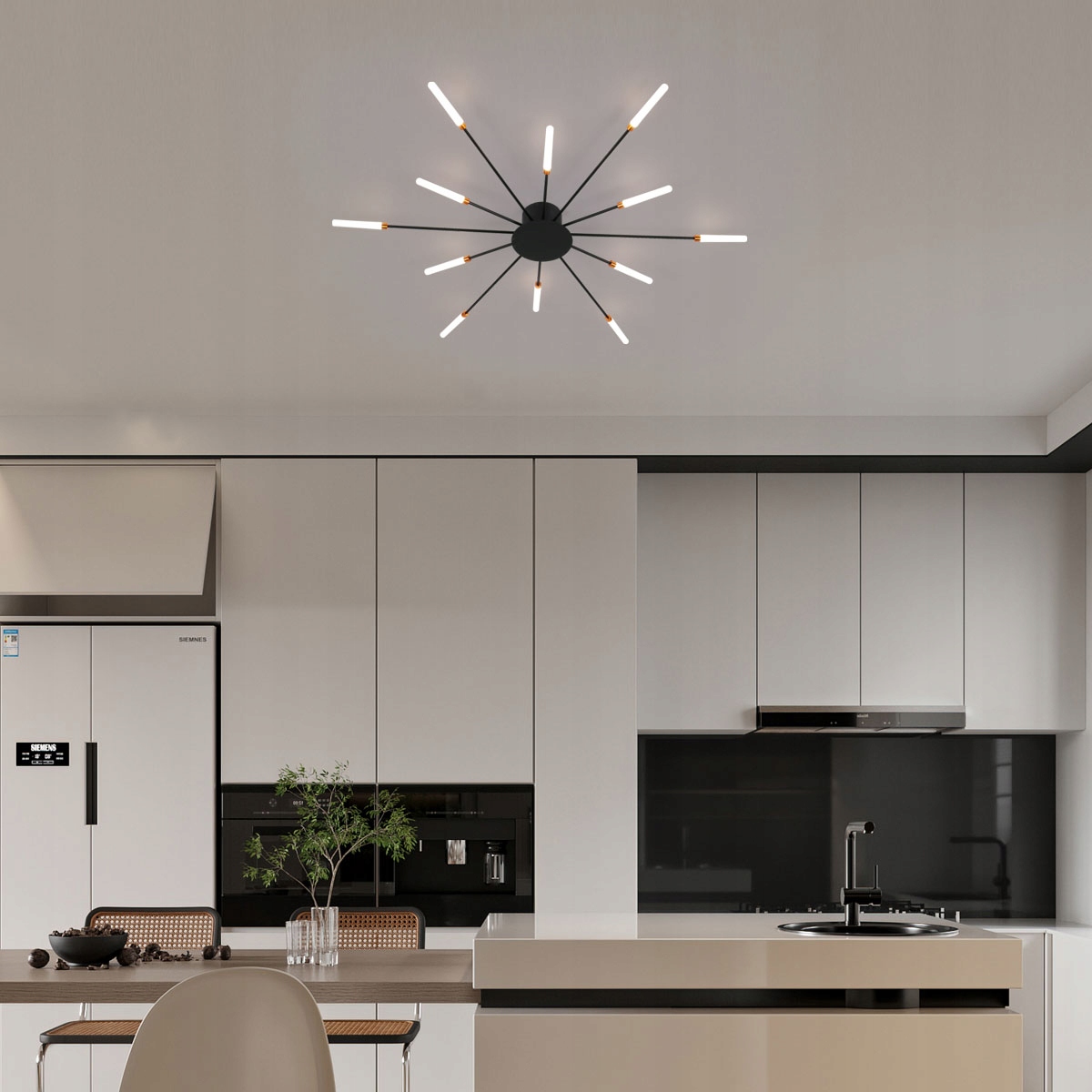 LAMPA SUFITOWA LED ŻYRANDOL CZARNA NOWOCZESNA 12W 4000K DO SALONU Długość/wysokość 6 cm