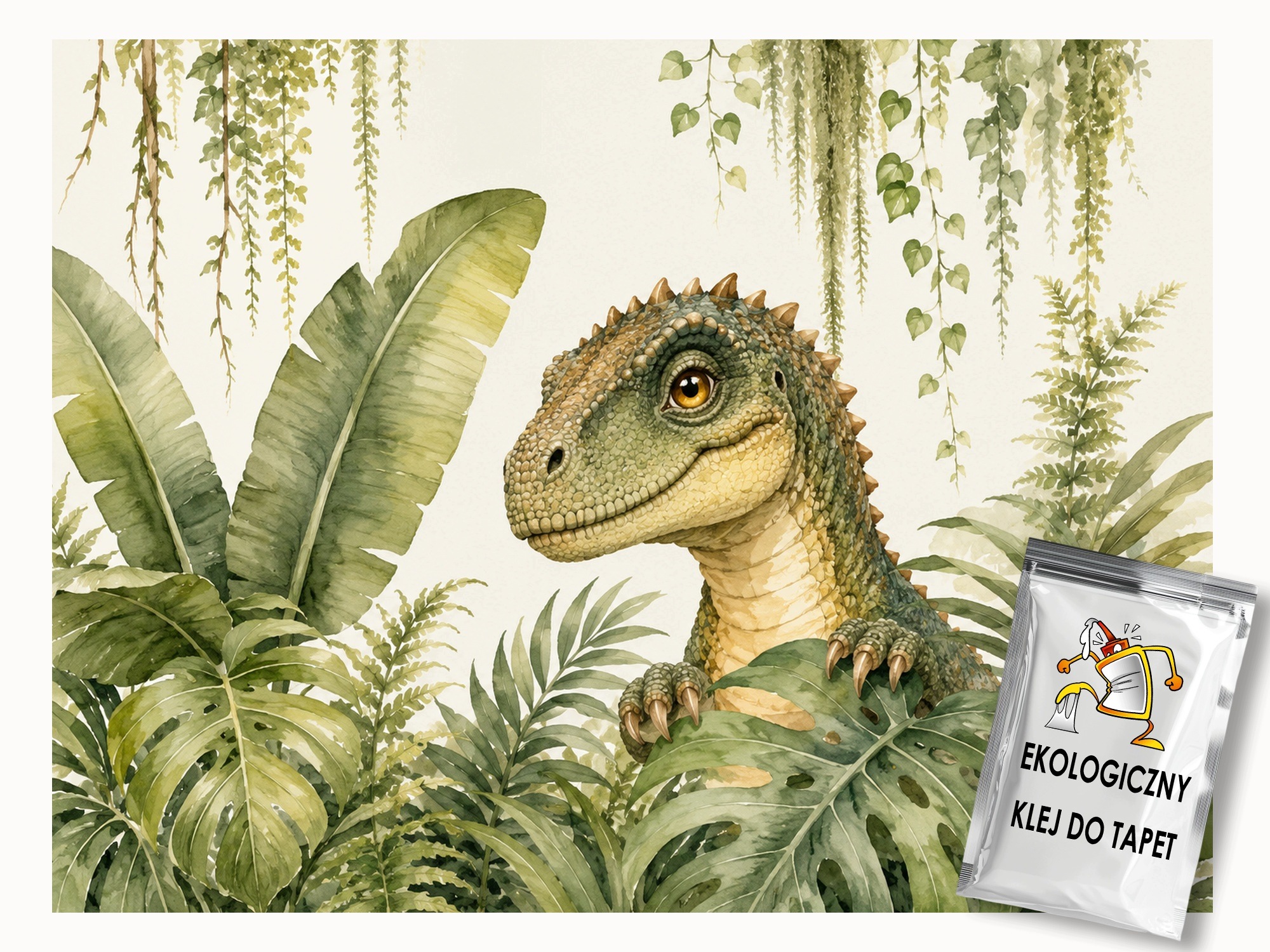 Fototapeta Flizelina Džungle Listy Křoviny Palmy Dinosaurus 254x184 130g