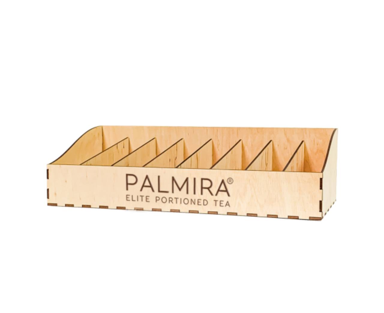 Levně Dřevěná polička na čaj Palmira, 8 přihrádek