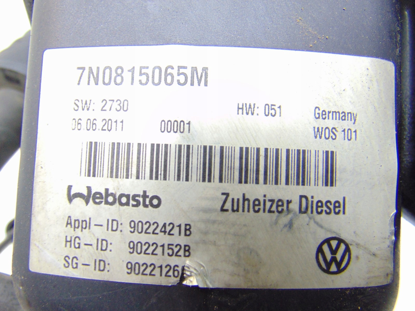 webasto WEBASTO VW SHARAN 7N 10- 2.0 TDI 7N0815065M