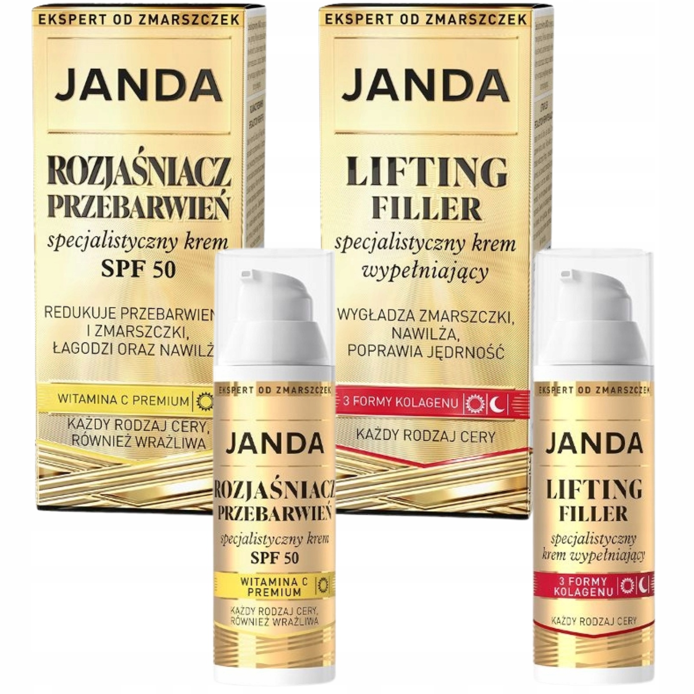 Janda Sada Lifting Filler Rozjasňovač pigmentových skvrn Spf krém jako Dárek