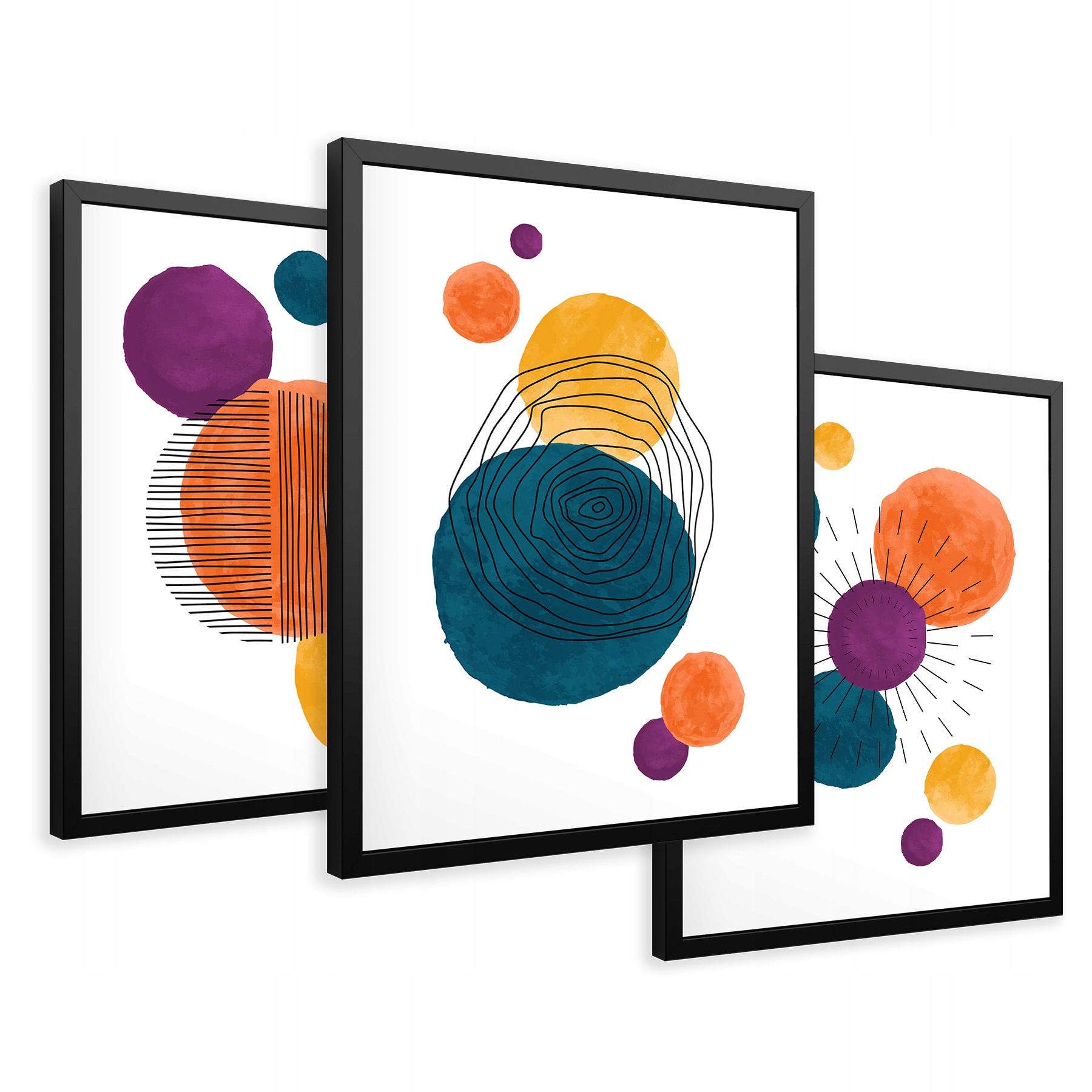 

Obrazy w ramie geometryczne koła akwarela 43x99