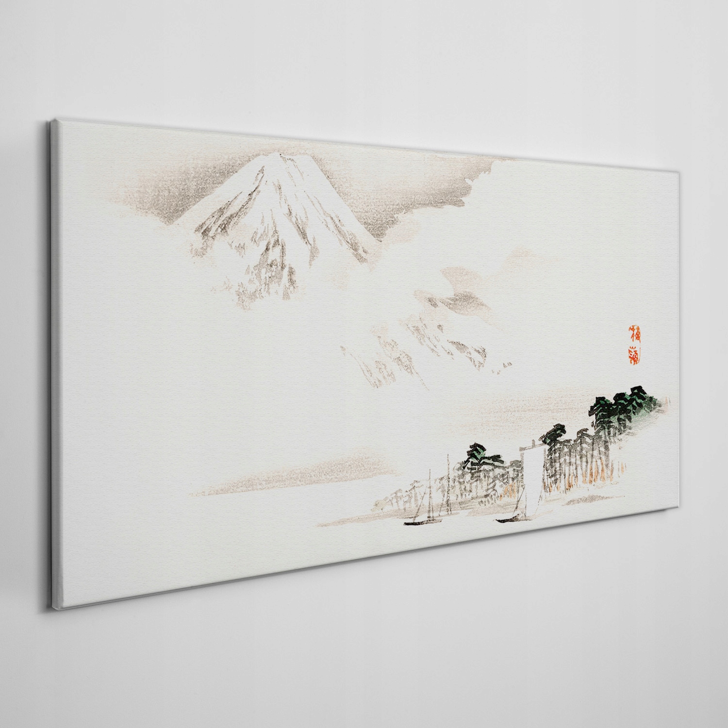 

Obraz na ramie płótno Góry łodzie chmury 100x50 cm
