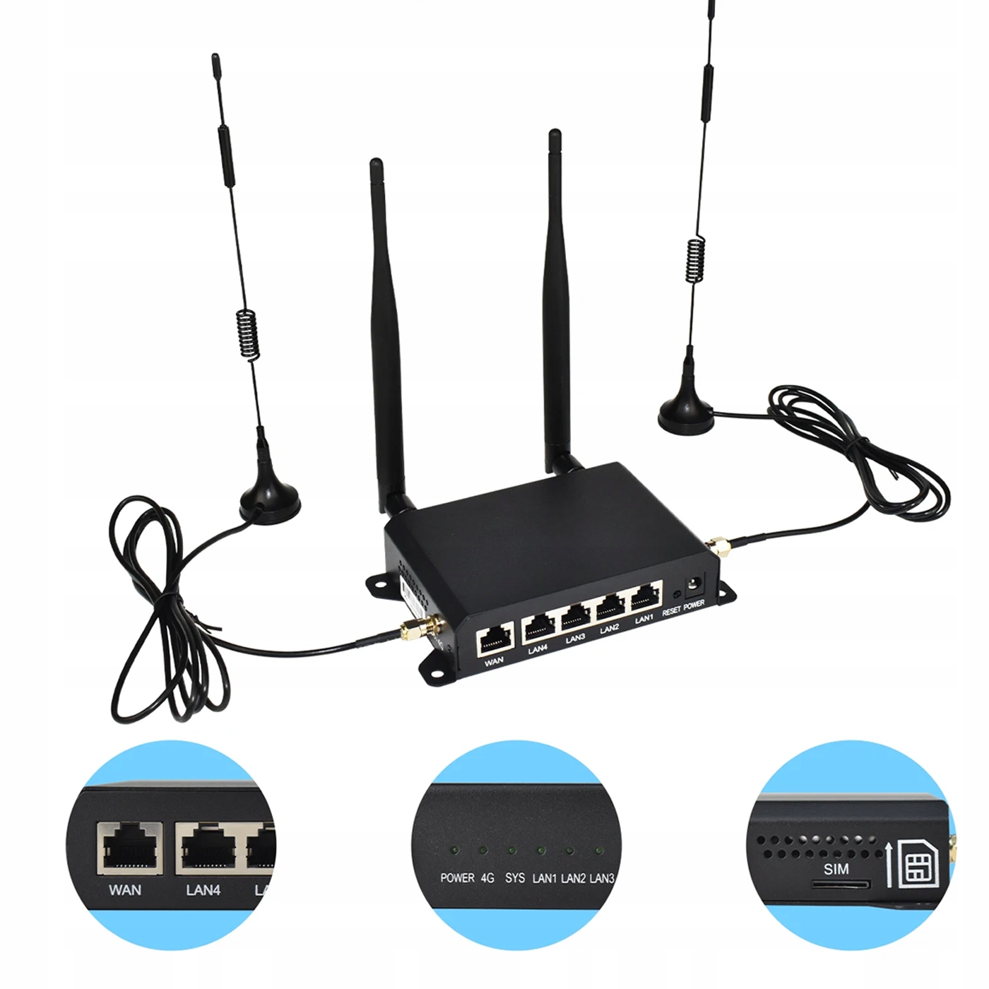 Router 4G Lte CAT4 WiFi 300Mb/s Odnímateľné antény Wan Lan Ap Ruter Internet