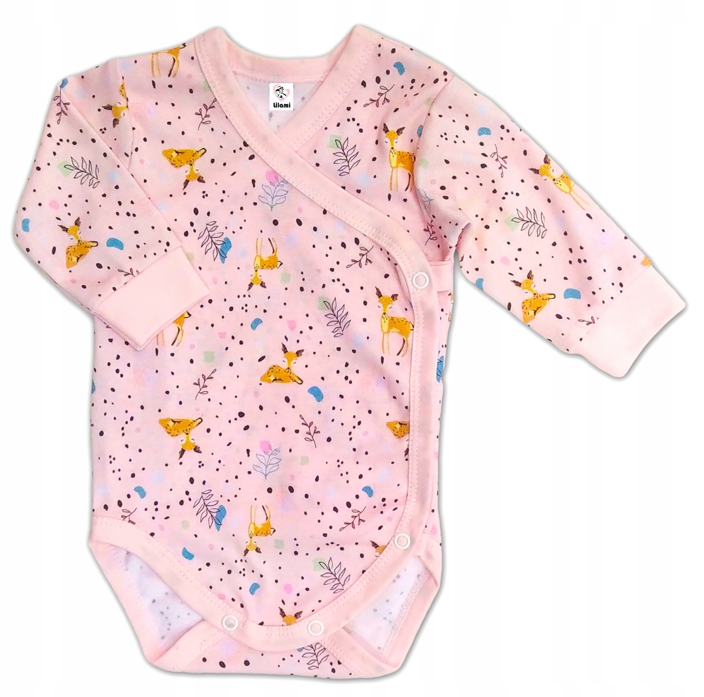 BAWEŁNIANE BODY KOPERTOWE Długi rękaw Sarenki 62