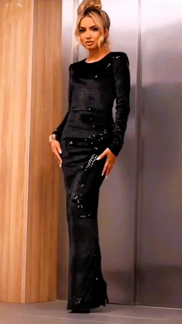 Černé lesklé šaty La Monne [Velikost M, Barva Černá]