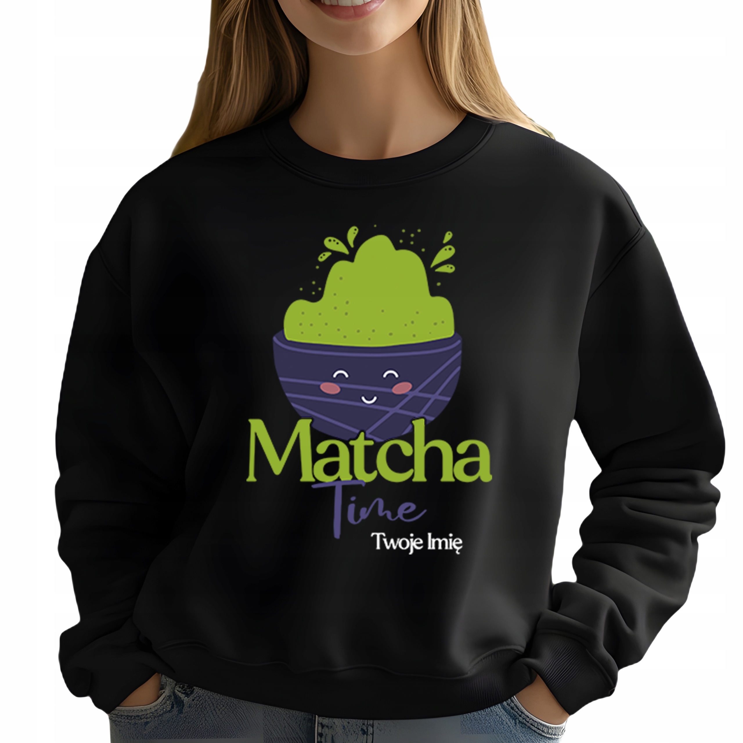 Mikina pro milovnici zeleného čaje Matcha Time Jméno L