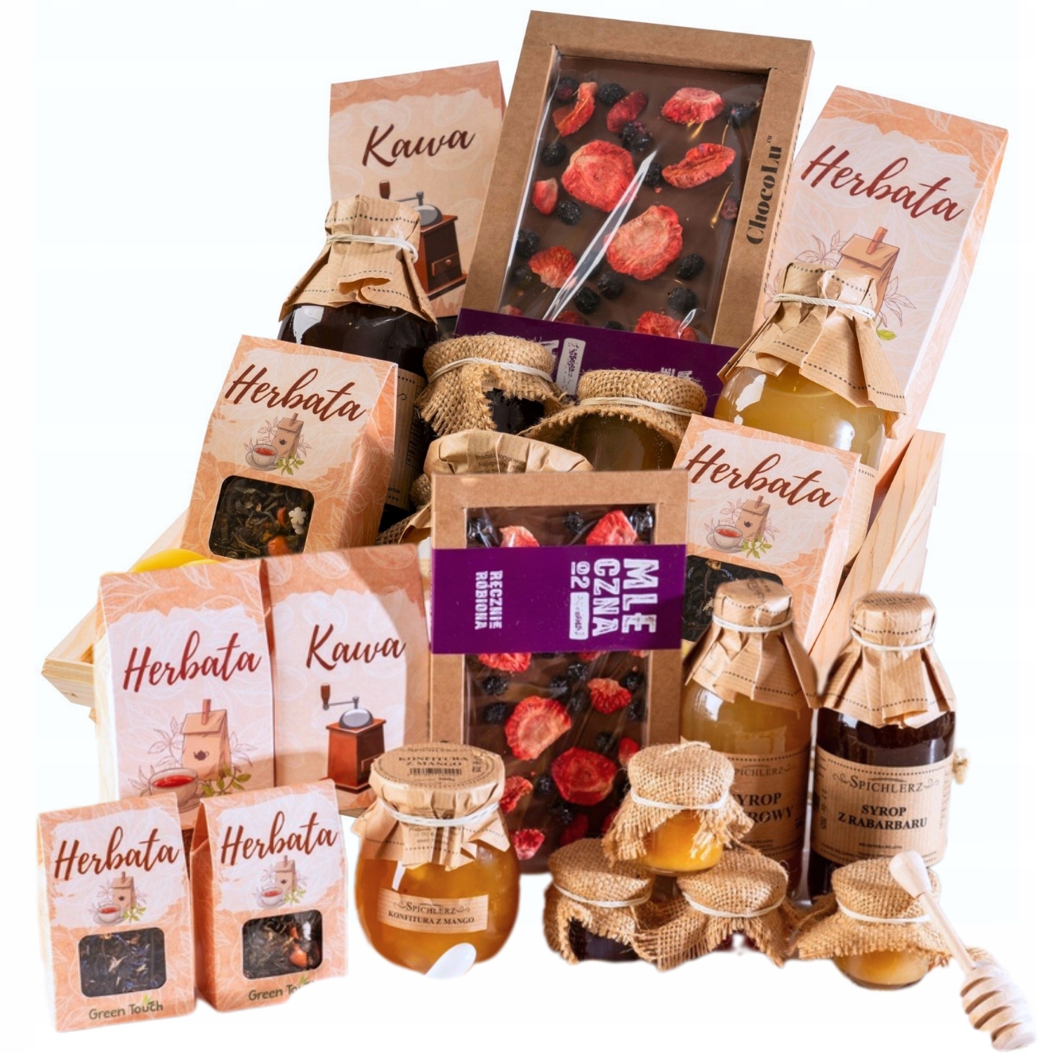 Levně Dárková Krabička Přírodní Čajová Sada Čokoláda Svíčky Med Narozeniny