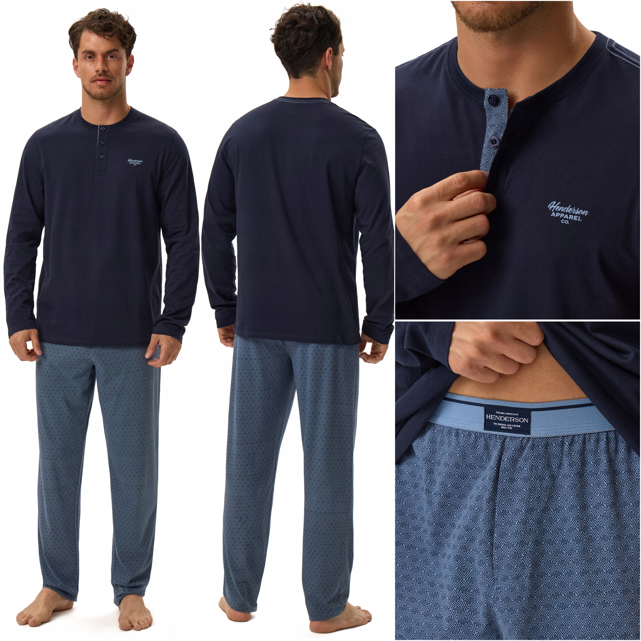 Pánské Pyžamo Henderson Hale Komplet s dlouhým rukávem 100% Bavlna XXL