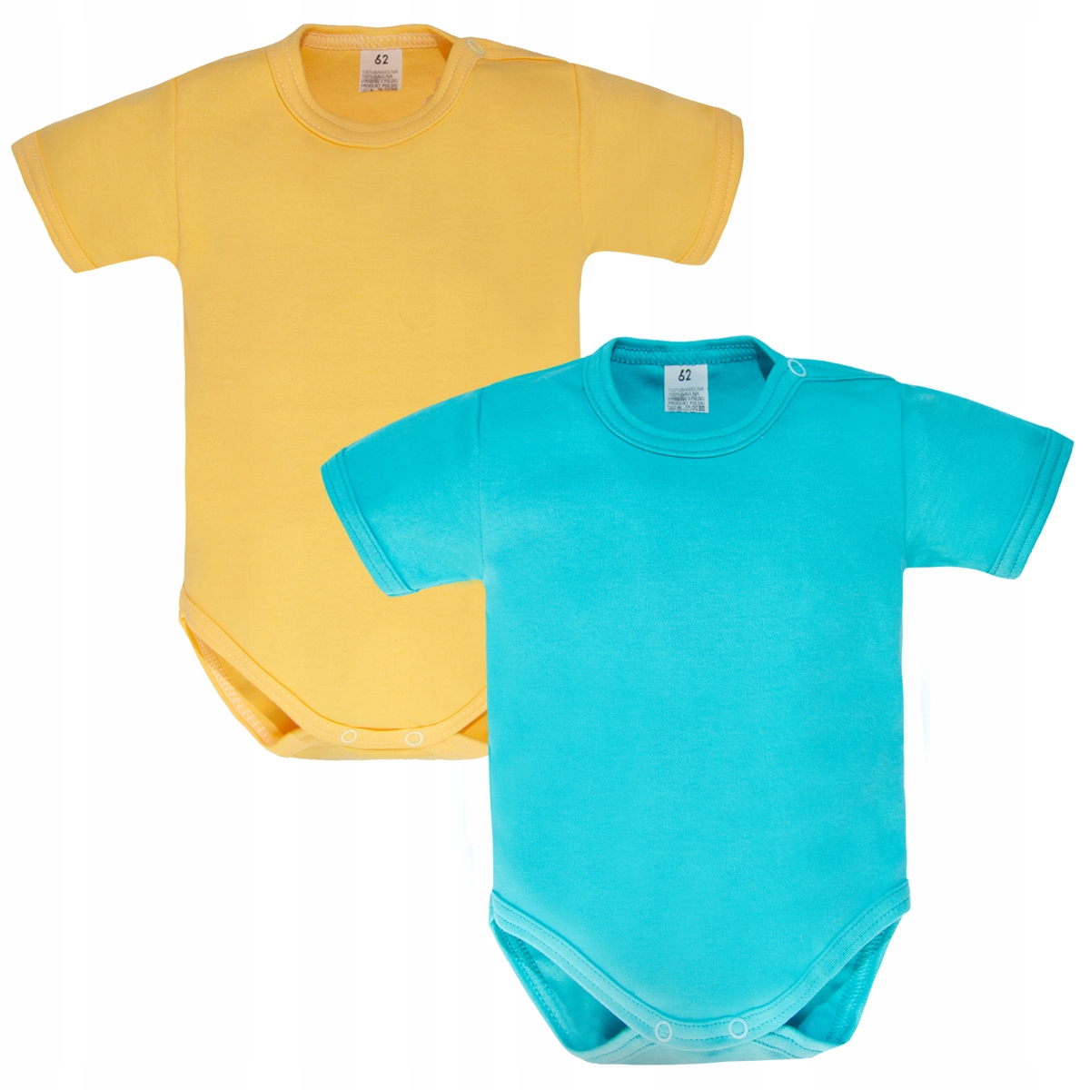 

2-pak Body Krótki Rękaw Gładkie turkus żółty 92