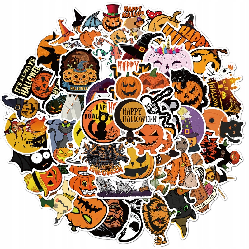 Halloween Naklejki Stickerbomb MIX Dynia Horror Extra Wlepy 50 szt