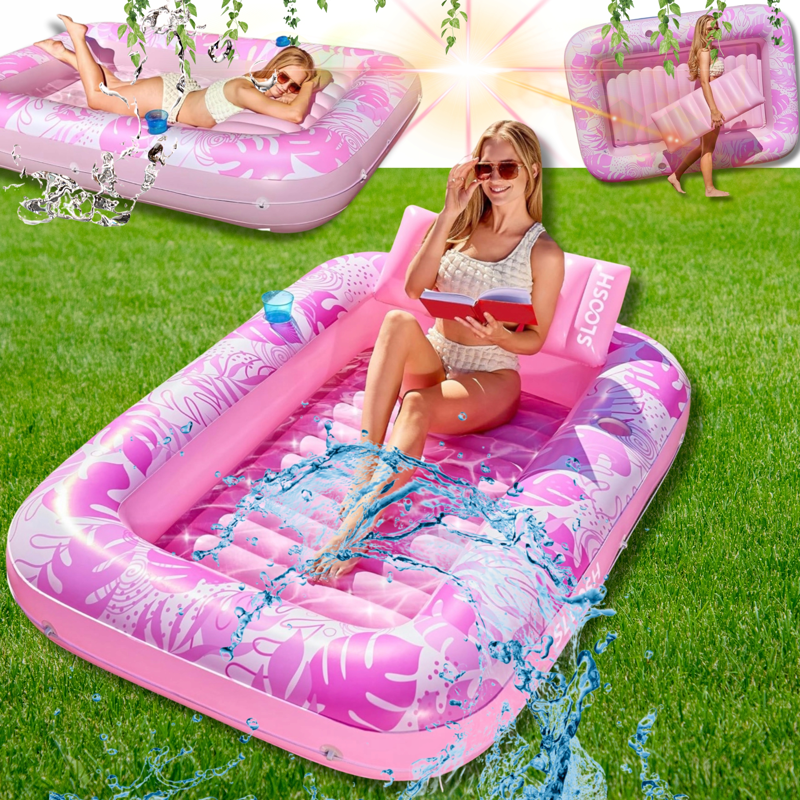 Matrace Plovák Na Plavání Lehátko S Polštářem Nafukovací Do Vody 4V1!