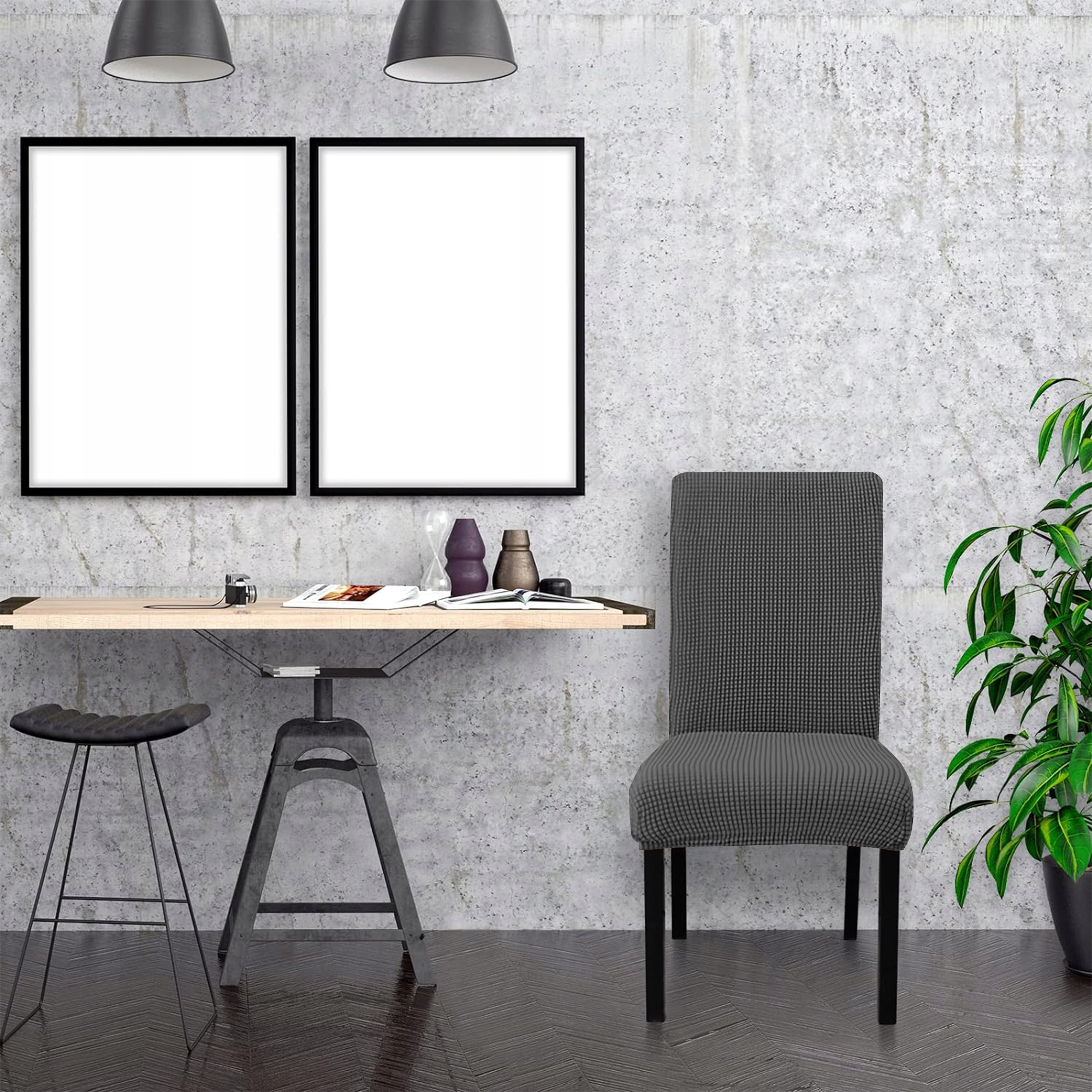 POKROWCE NA KRZESŁA 6 szt WELUROWE UNIWERSALNE Pokrowiec GRAFITOWY Zestaw EAN (GTIN) 5905214412364