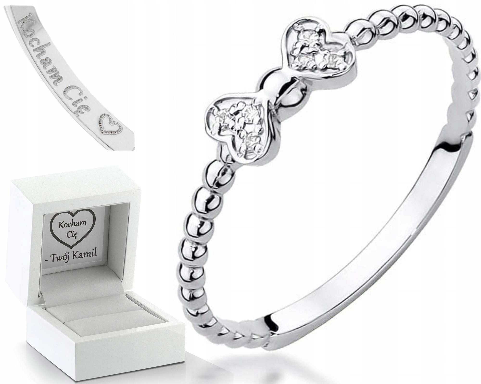 Prstýnek Srdce Mašlička Diamanty Bílé Zlato